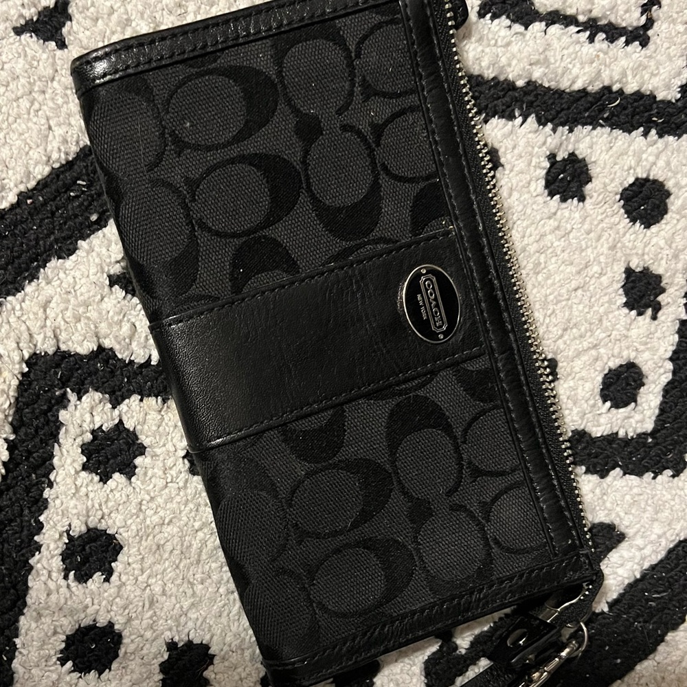 Black Coach wristlet wallet